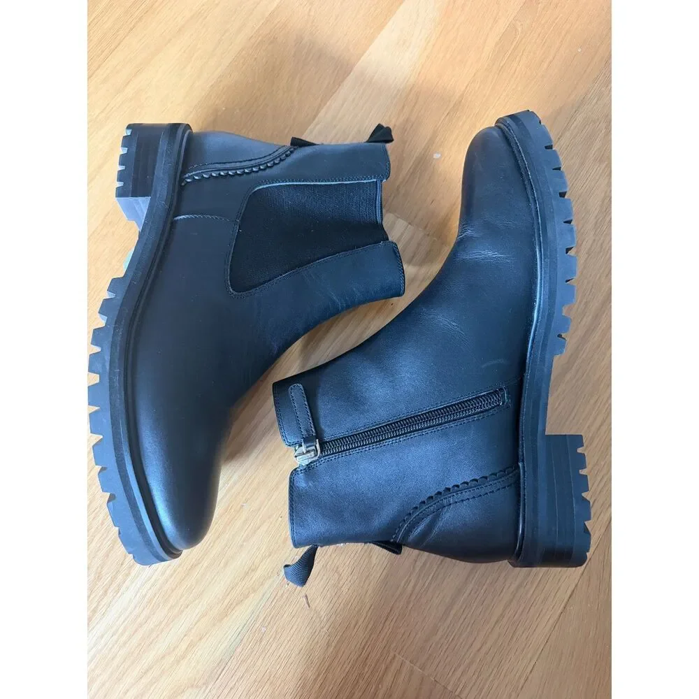 Kate Spade Estelle Lug Sole Chelsea Boot – Black Leather – Size 8B – NWOB